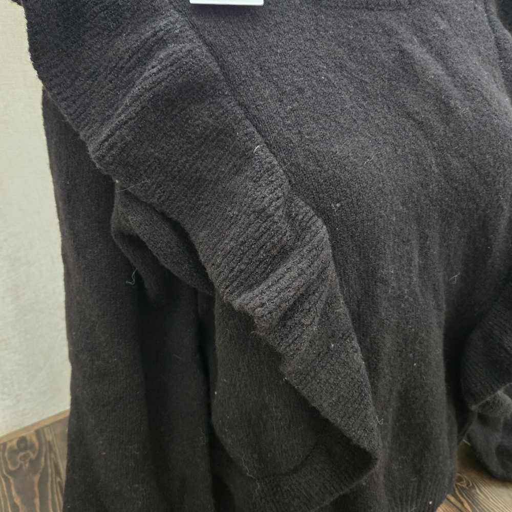 Chic Black Ruffle Sweater - Picture 2 of 4